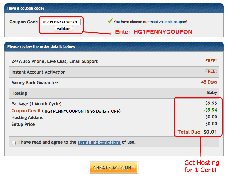 hostgator 1 cent coupon code