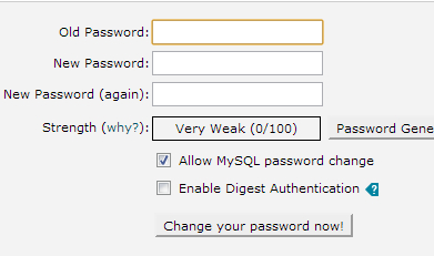 Change password for cPanel step 2